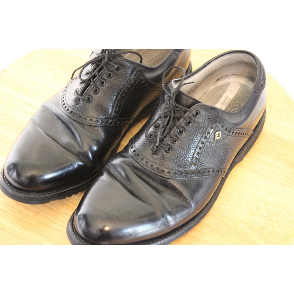 Vintage FootJoy Classics Dry Mens Golf Shoes 10C Black Leather Saddle Oxford USA